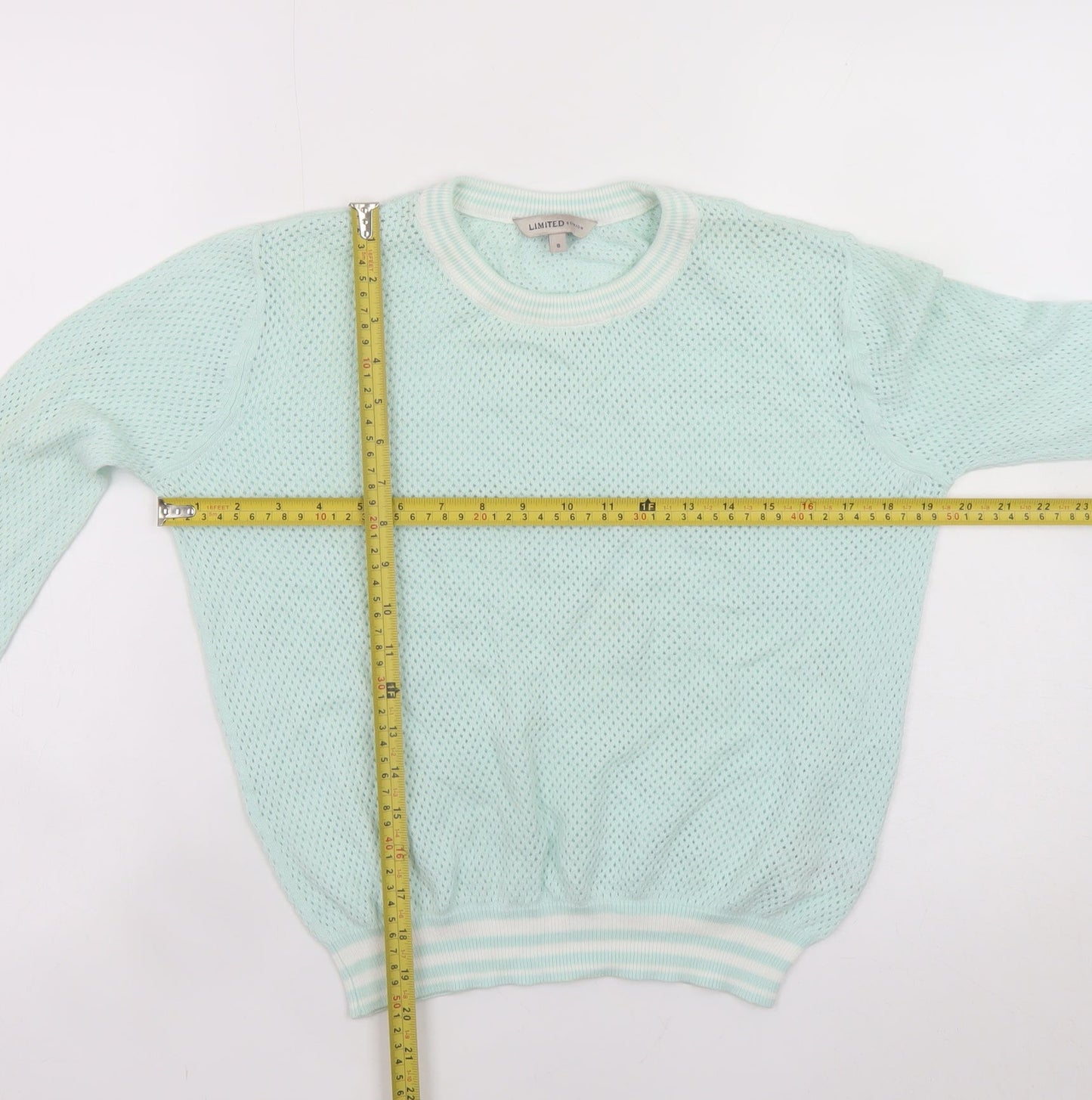 Marks and Spencer Women Green Size 8 Open-Knit Cotton Jumper