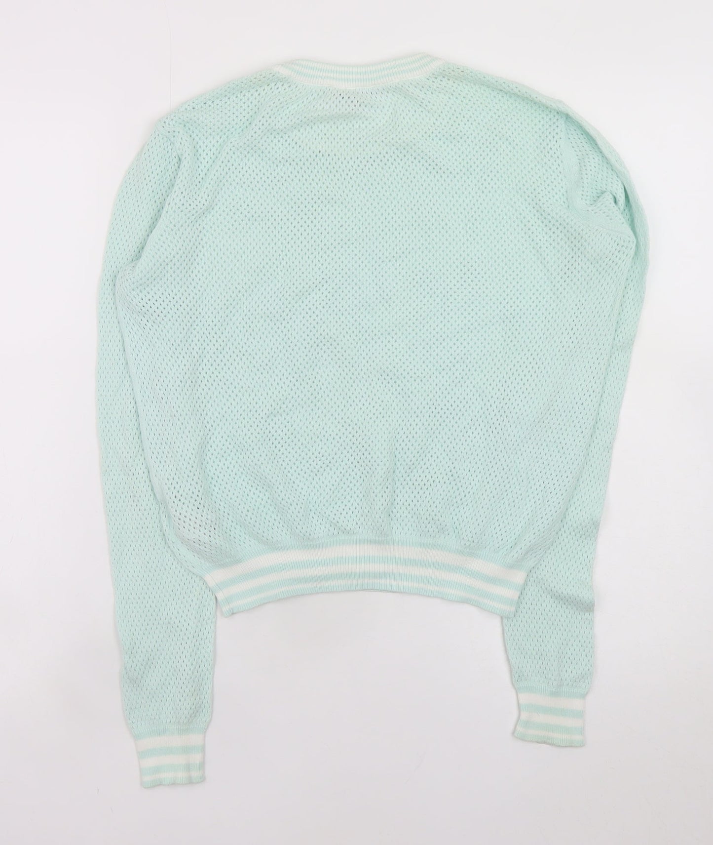 Marks and Spencer Women Green Size 8 Open-Knit Cotton Jumper