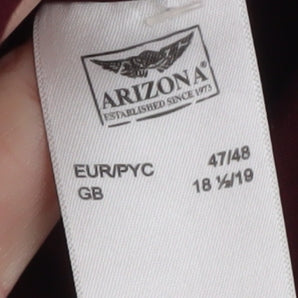 Arizona Mens Burgundy Short Sleeve Button-Up Cotton Shirt Size 18.5