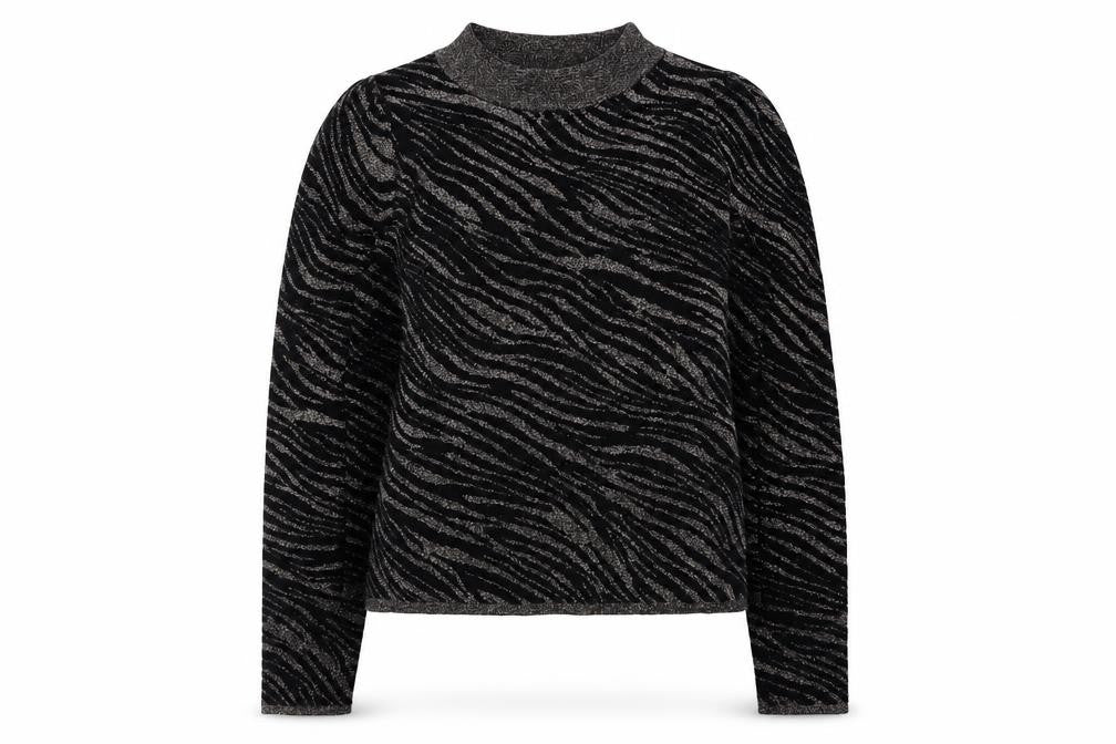 Warehouse Women's Black Metallic Animal Print High Neck Jumper Size 6
