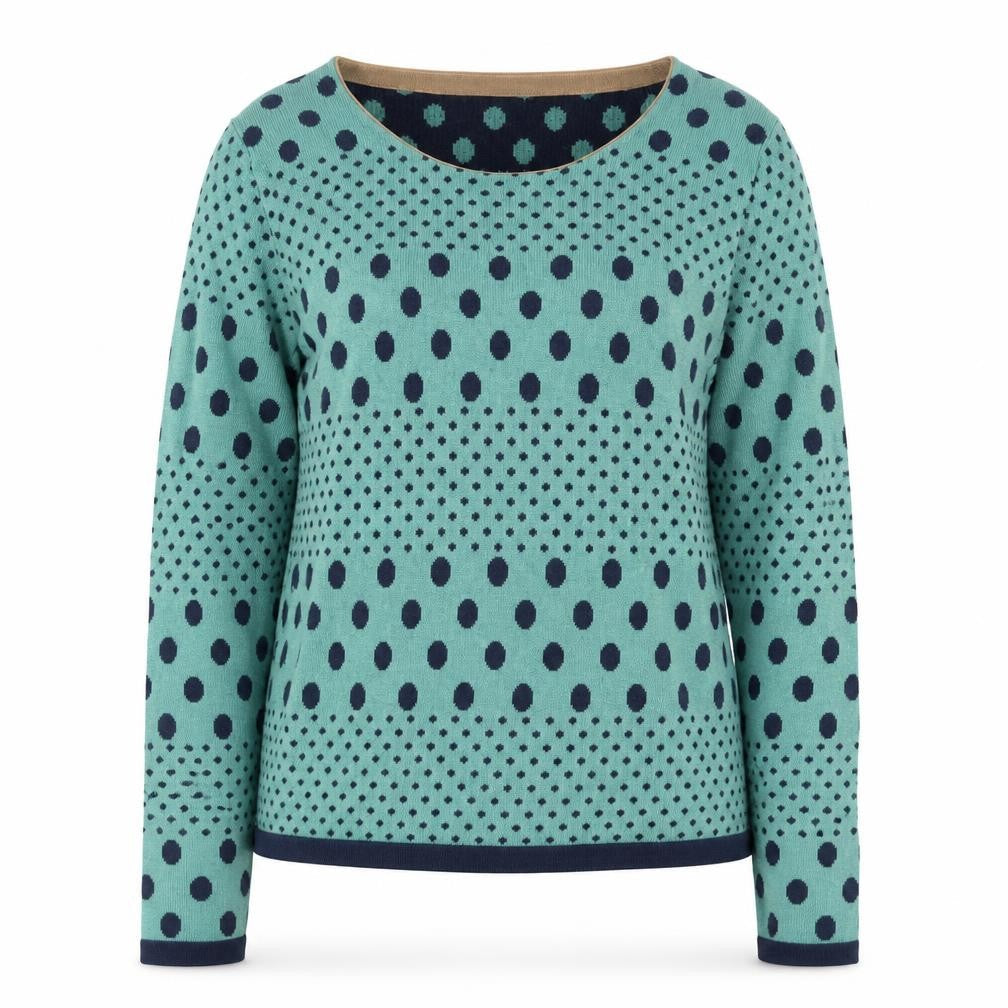 Dickins & Jones Womens Blue Polka Dot Wool Blend Jumper L