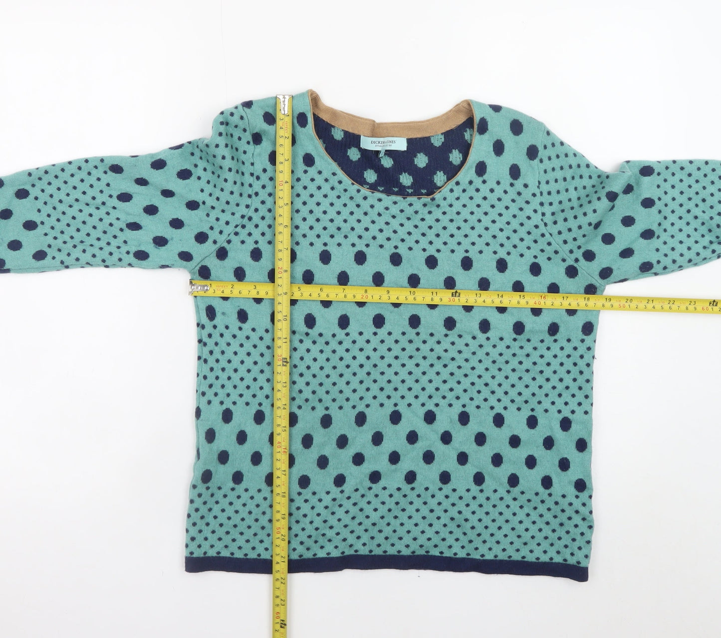 Dickins & Jones Womens Blue Polka Dot Wool Blend Jumper L