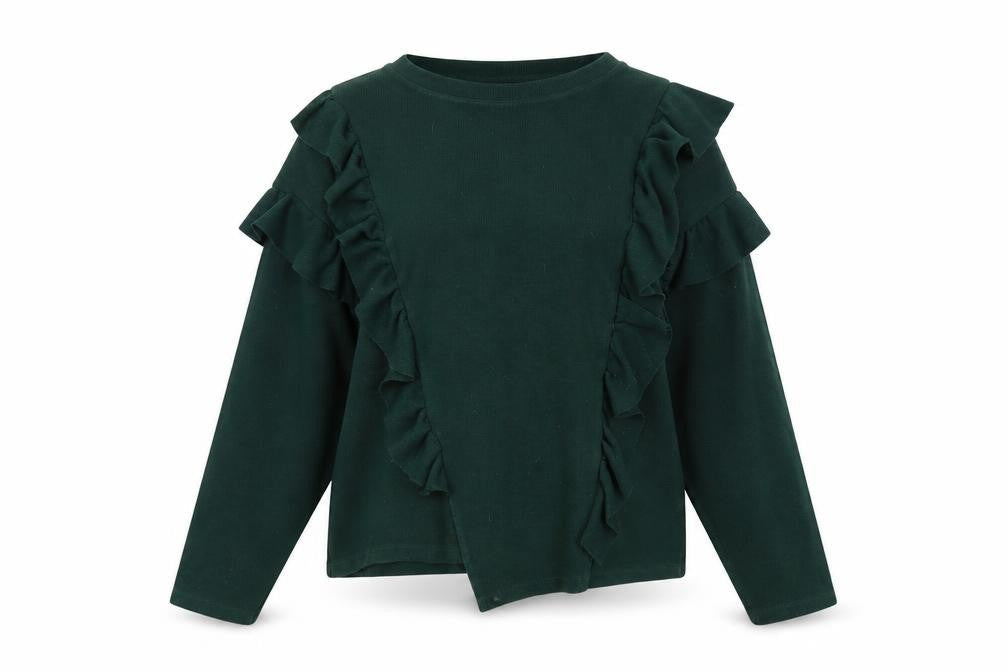 Bershka Women’s Green Ruffle Pullover Jumper Size 12