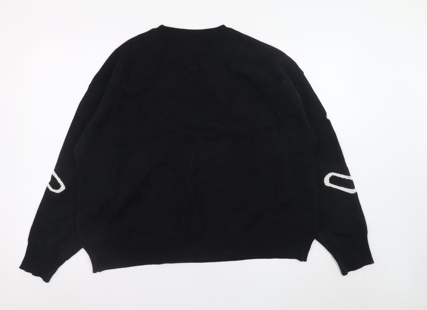 iets frans... Women's Black Graphic Knit Crew Neck Jumper Size S