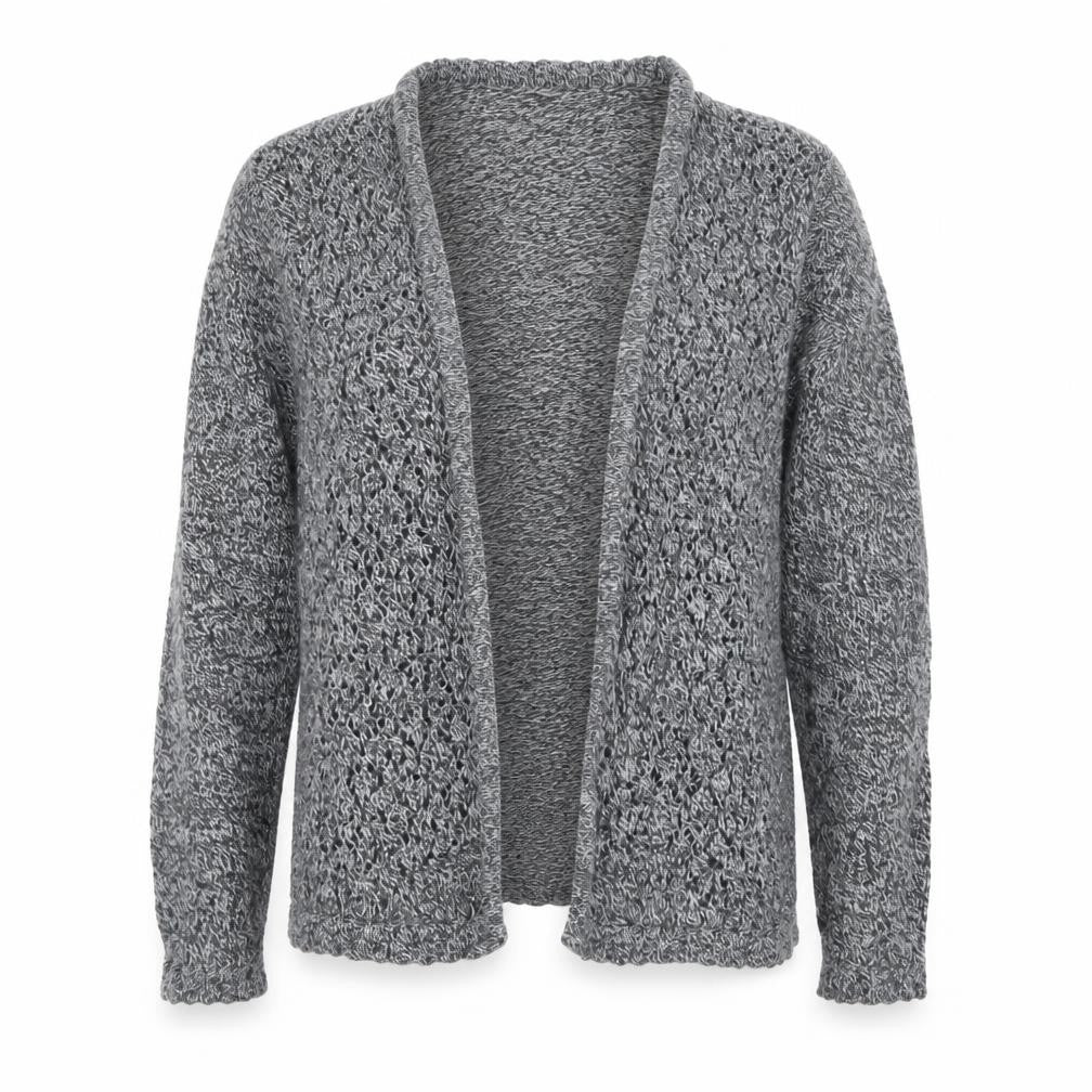 EWM Womens Grey Open Knit Cardigan Size 14-16 Cotton Blend