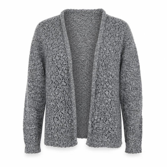 EWM Womens Grey Open Knit Cardigan Size 14-16 Cotton Blend