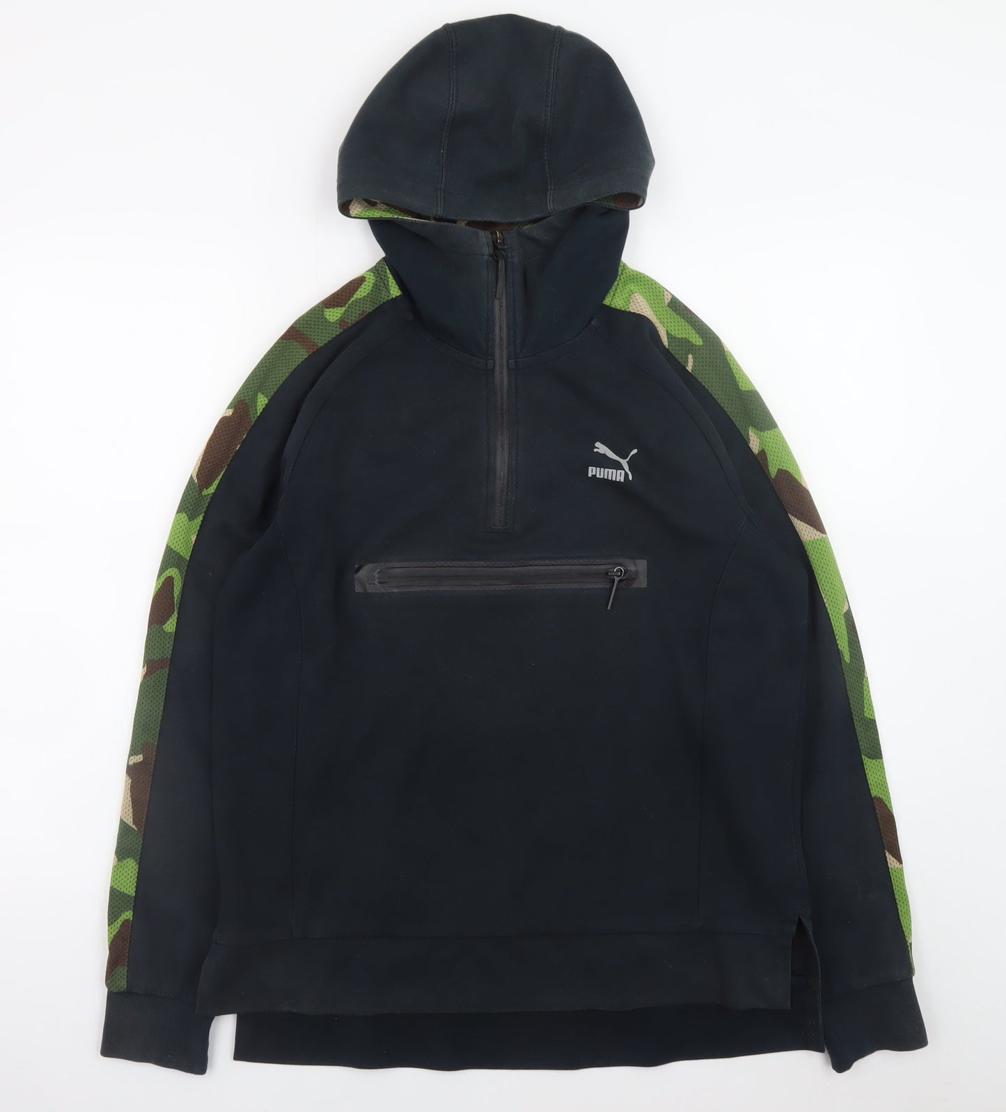Puma Men's Black Camouflage 1/2 Zip Hoodie Size M