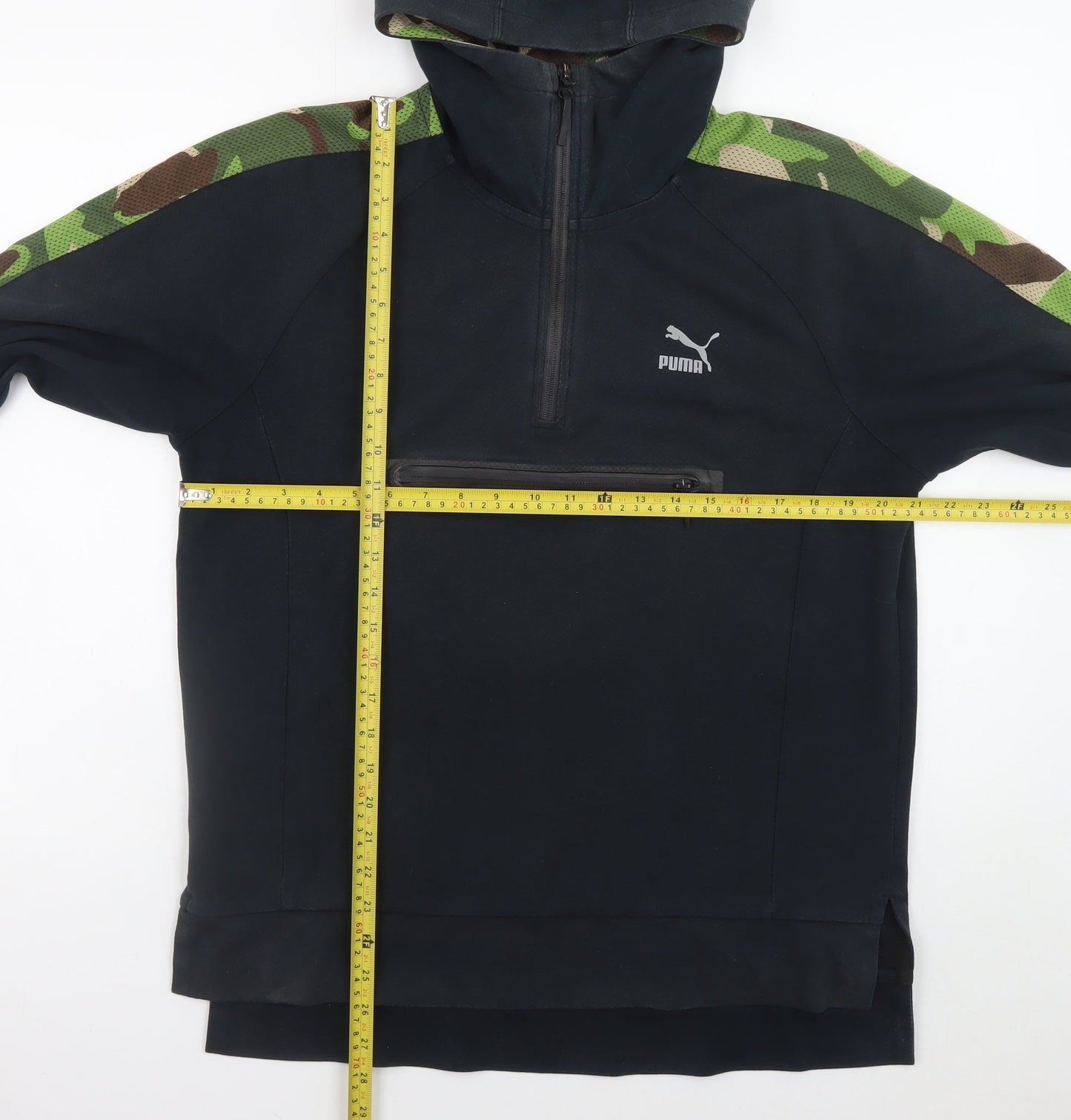 Puma Men's Black Camouflage 1/2 Zip Hoodie Size M