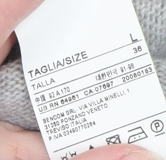 Benetton Women’s Grey Wool Roll Neck Jumper Dress Size 10