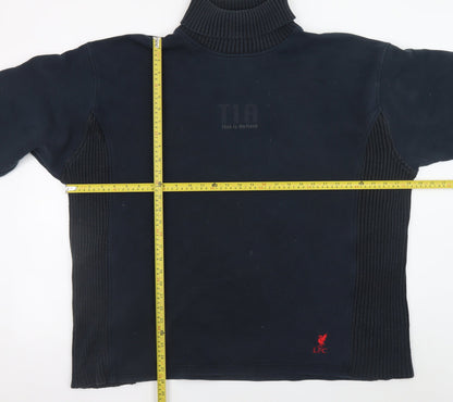Back view of Liverpool FC Men's Blue XL Roll Neck Pullover Cotton Jumper
