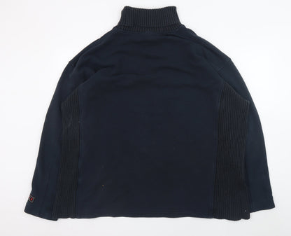 Close-up detail of Liverpool FC Men's Blue XL Roll Neck Pullover Cotton Jumper