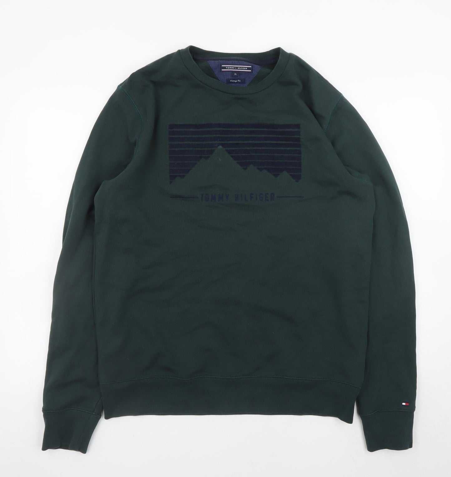 Tommy Hilfiger Men's Green XL Vintage Fit Graphic Sweatshirt