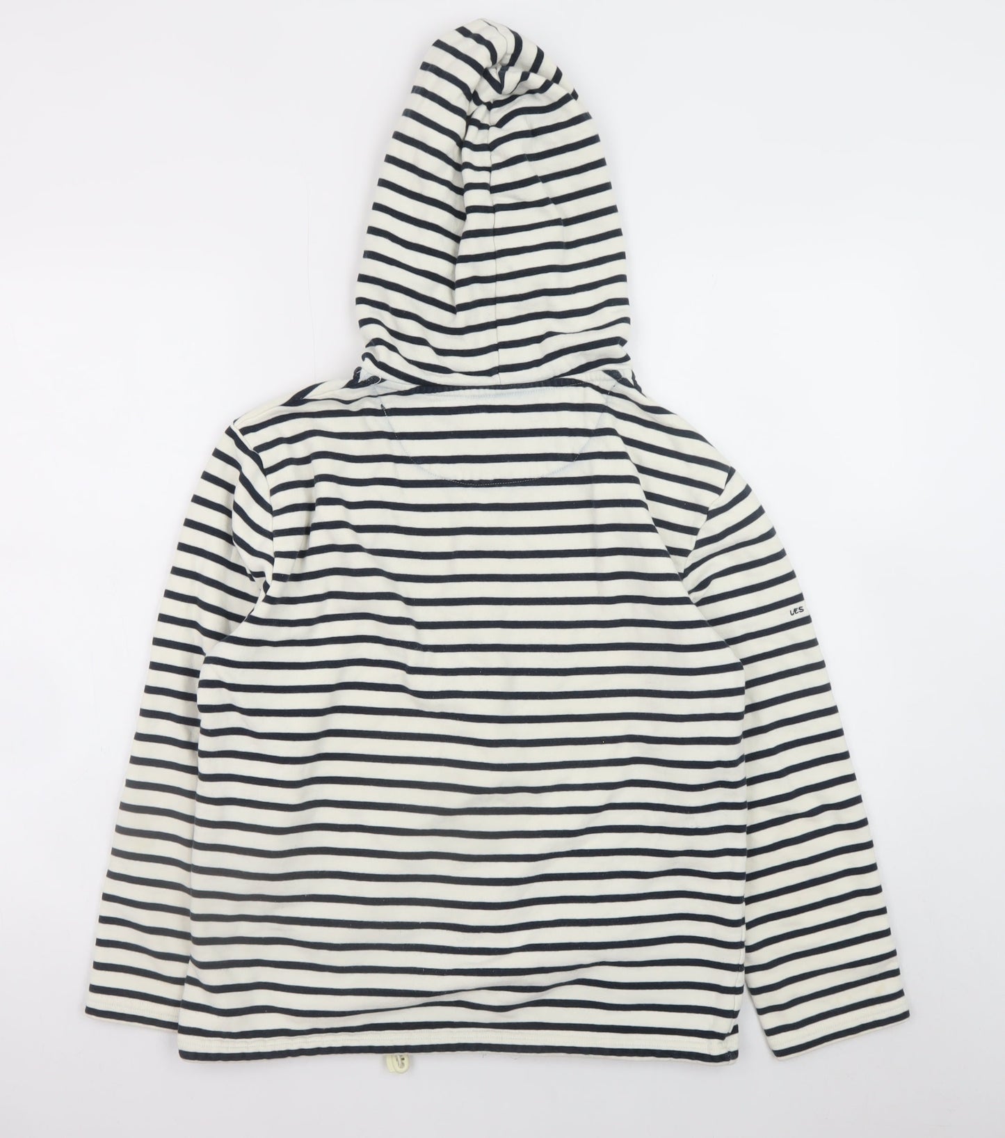 Les Trois Mats Women’s Navy Stripe Full Zip Hoodie Size M Cotton Nautical