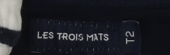 Les Trois Mats Women’s Navy Stripe Full Zip Hoodie Size M Cotton Nautical
