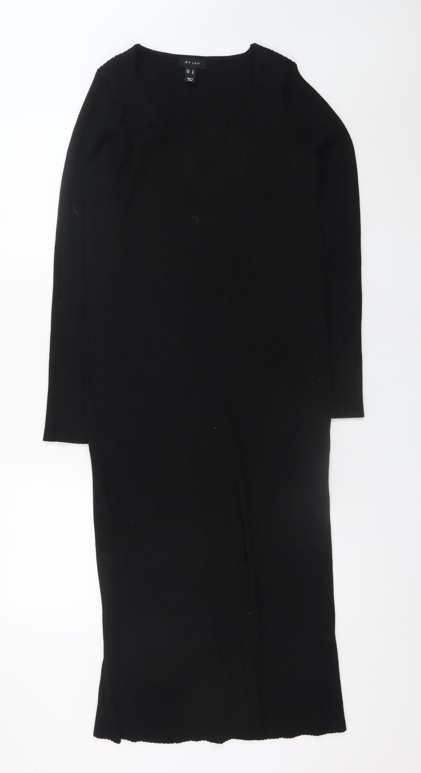 New Look Women Black Size 18 Bodycon Midi Knit Dress