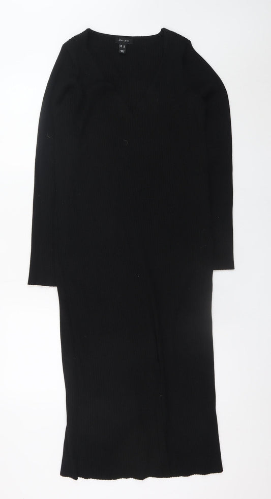 New Look Women Black Size 18 Bodycon Midi Knit Dress