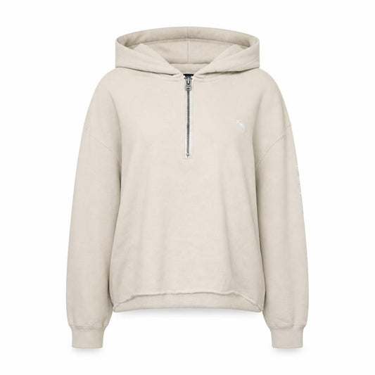 Abercrombie & Fitch Women Beige 1/4 Zip Hoodie Sweatshirt Size S