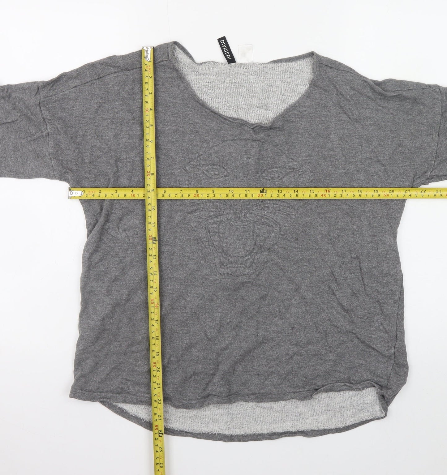 H&M Divided Women Grey Large Pullover Sweatshirt with Tiger Motif