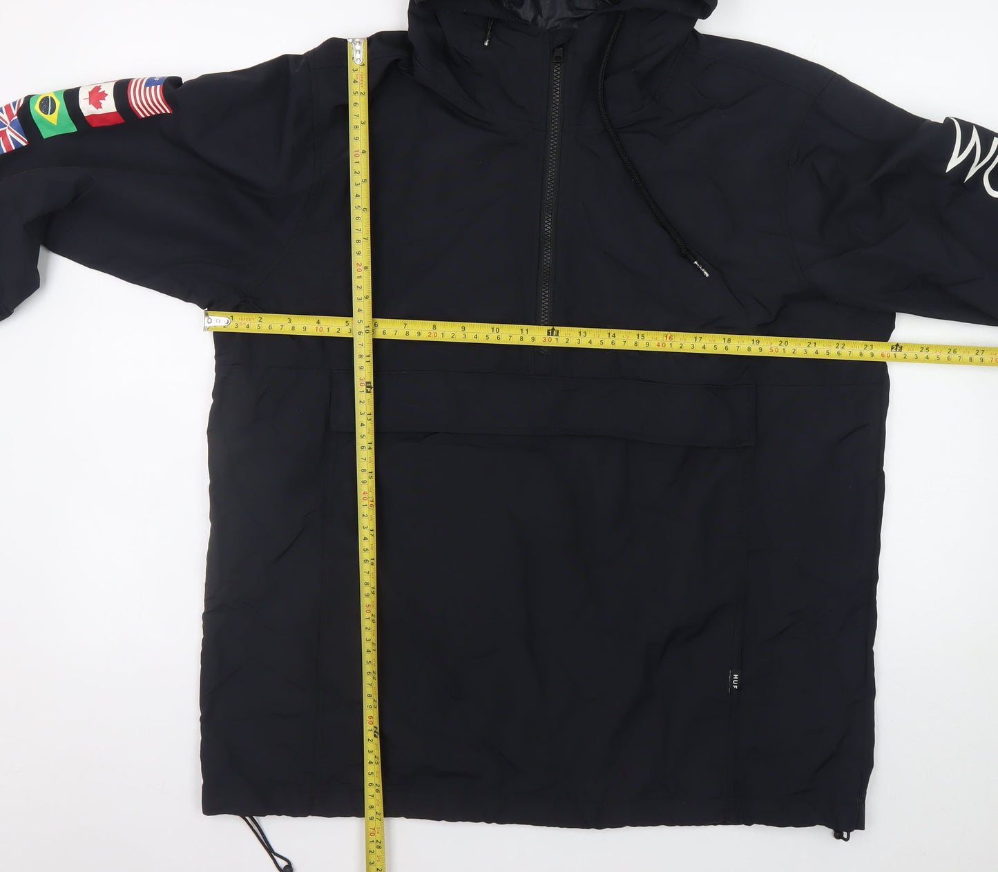 HUF Men's Black Worldwide Hooded Anorak Jacket Size M Streetwear