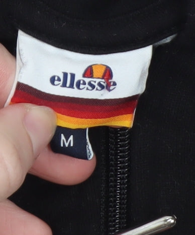 Ellesse Womens Black Full Zip Hoodie Medium Cotton Blend