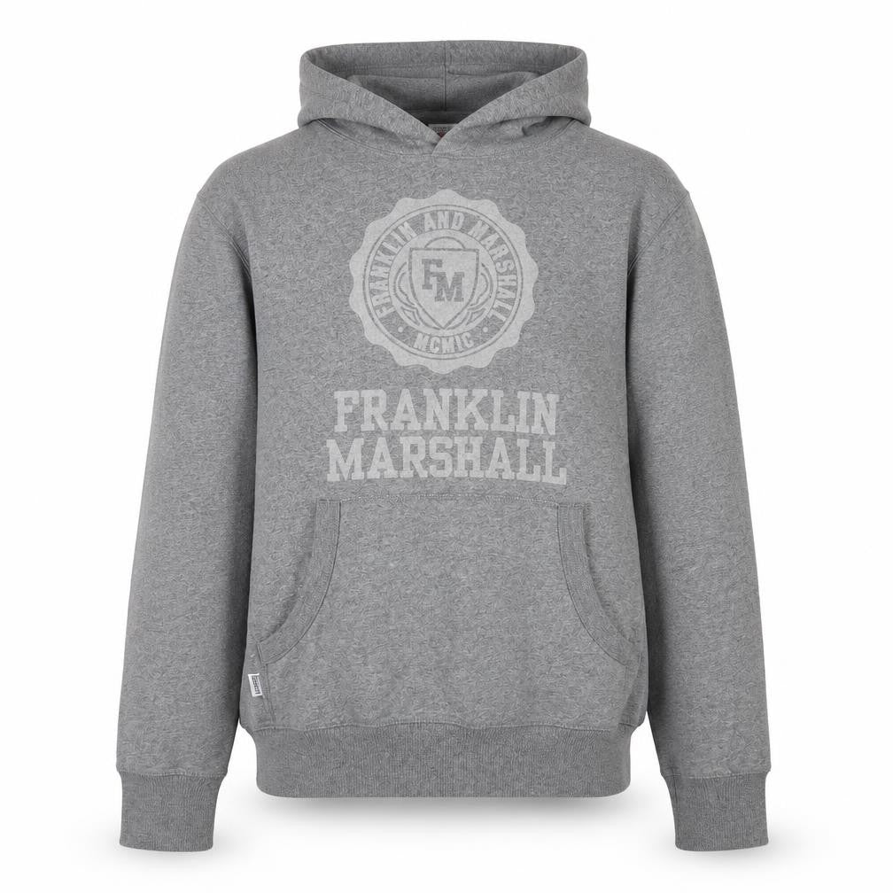 Franklin & Marshall Men’s Grey 2XL Pullover Hoodie with Logo