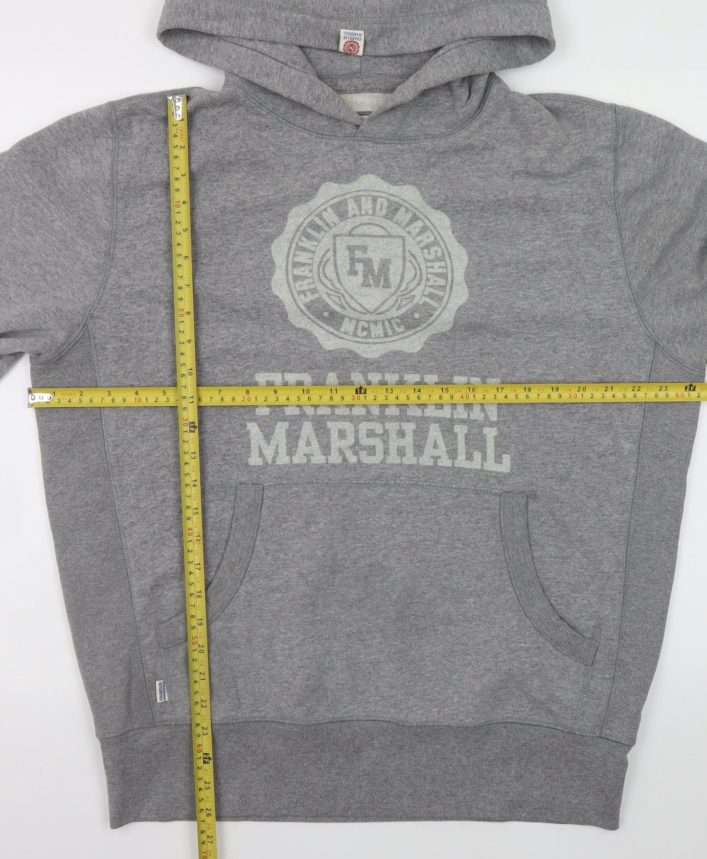 Franklin & Marshall Men’s Grey 2XL Pullover Hoodie with Logo
