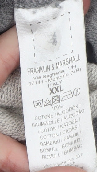 Franklin & Marshall Men’s Grey 2XL Pullover Hoodie with Logo