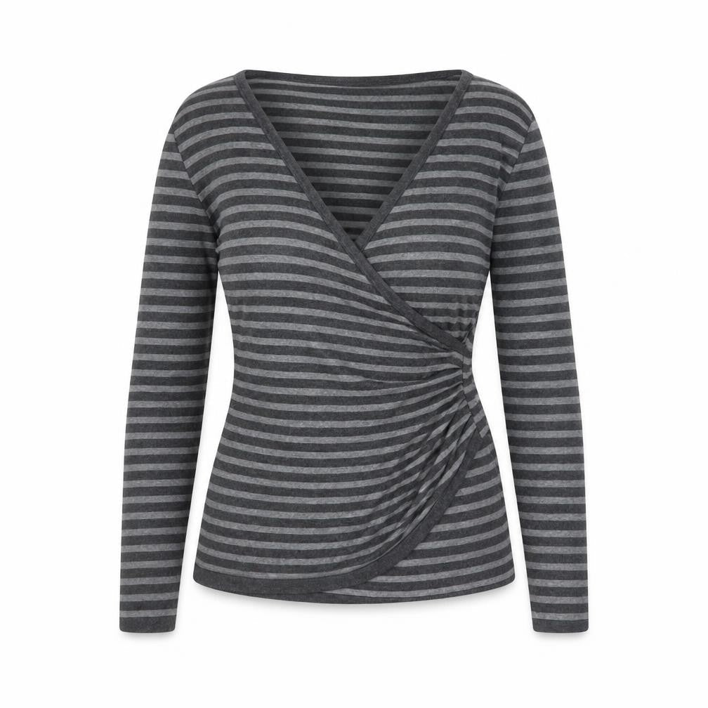 Austin Reed Women’s Grey Striped Wrap Knit Jumper Medium