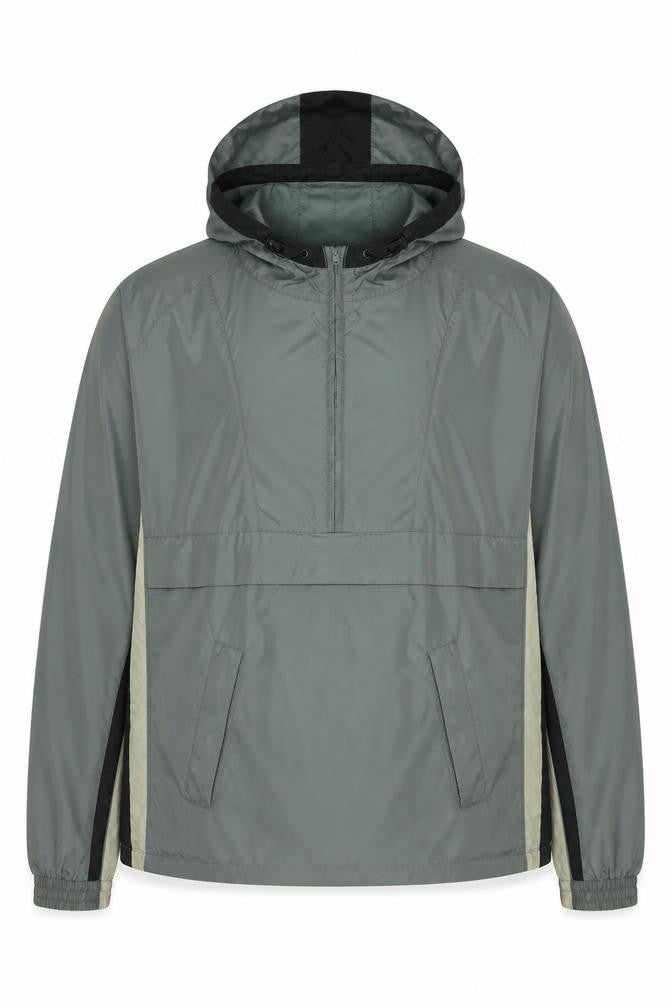 St. Bernard Men's Green L Windbreaker Hooded Lightweight Jacket