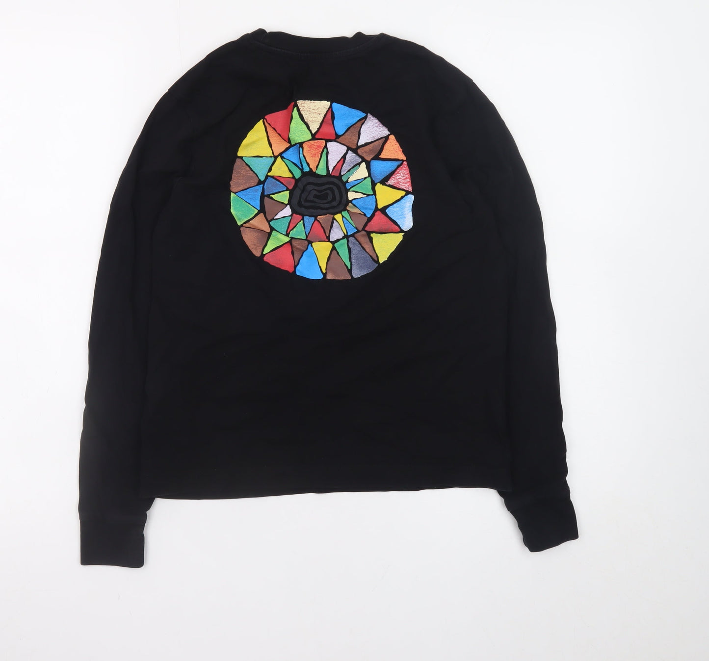 Vans Boys Black Long Sleeve Crew Neck Graphic T-Shirt XS Cotton