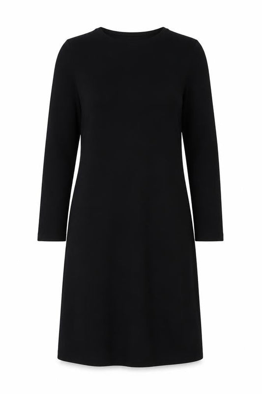 Marks & Spencer Women Black Size 8 Shift Jersey Long Sleeve Dress
