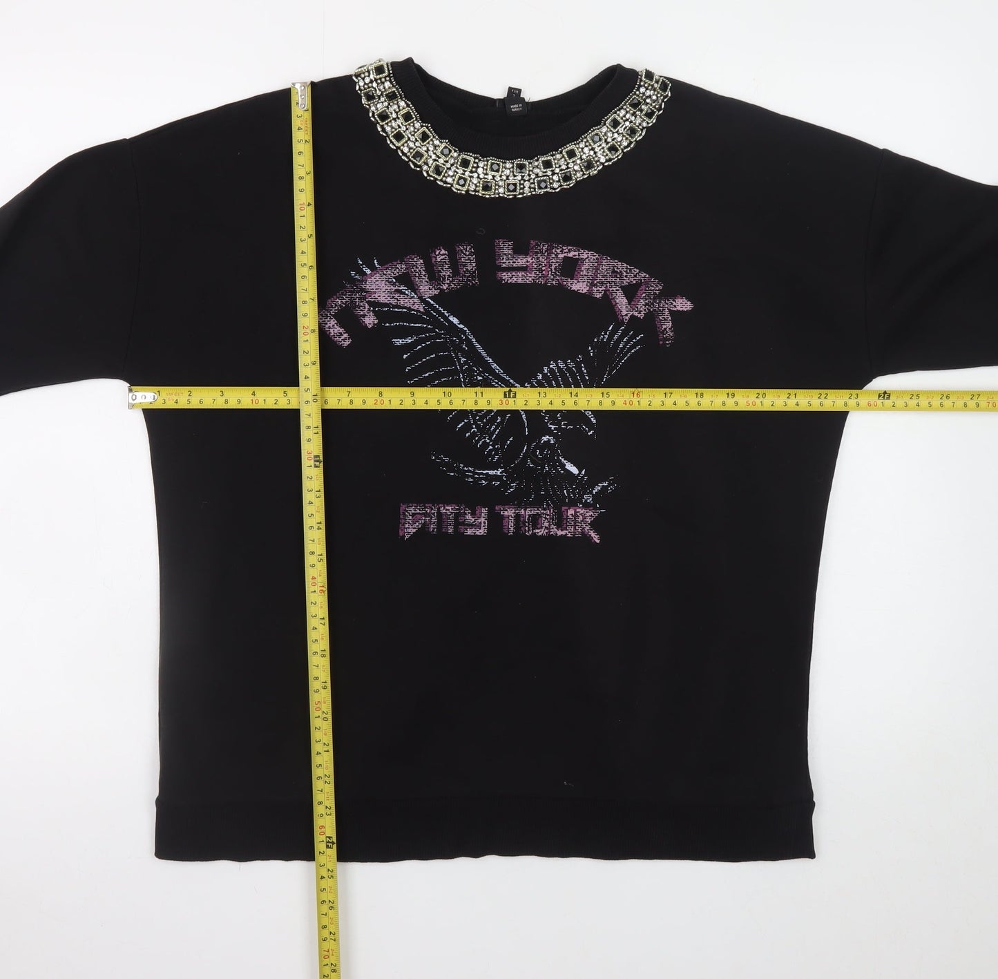 River Island Women Black Size 8 Embellished Eagle Sweatshirt