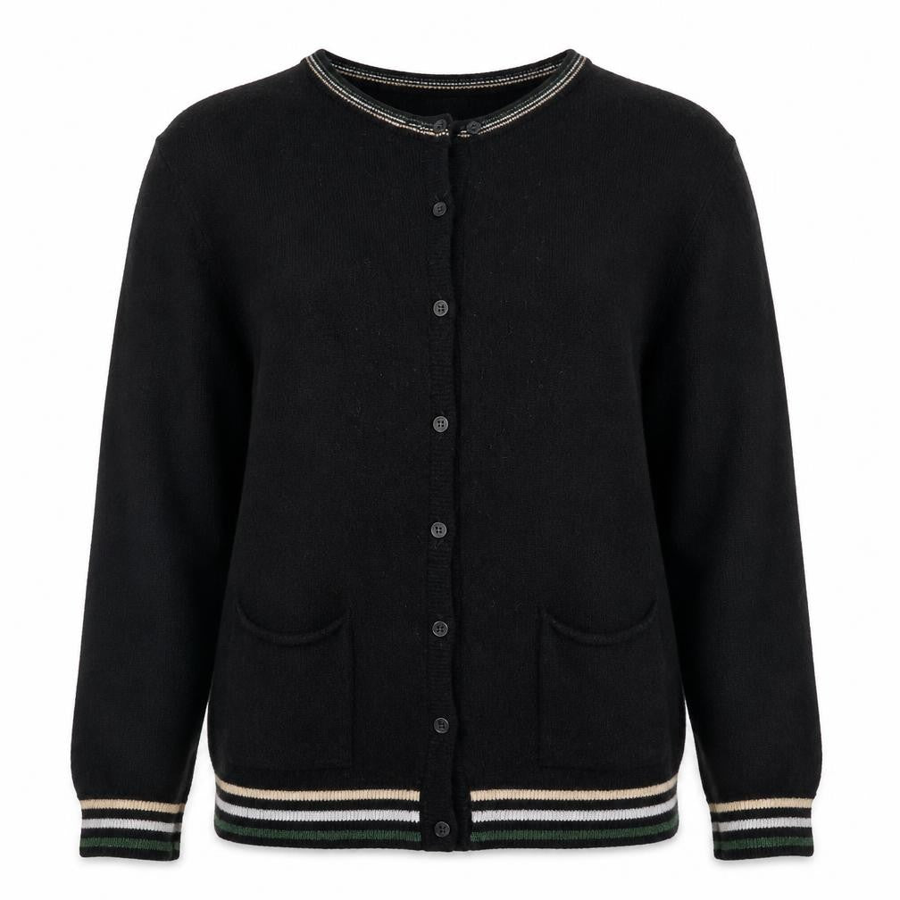 Benedetta B Women's Black Wool Button Cardigan Size L