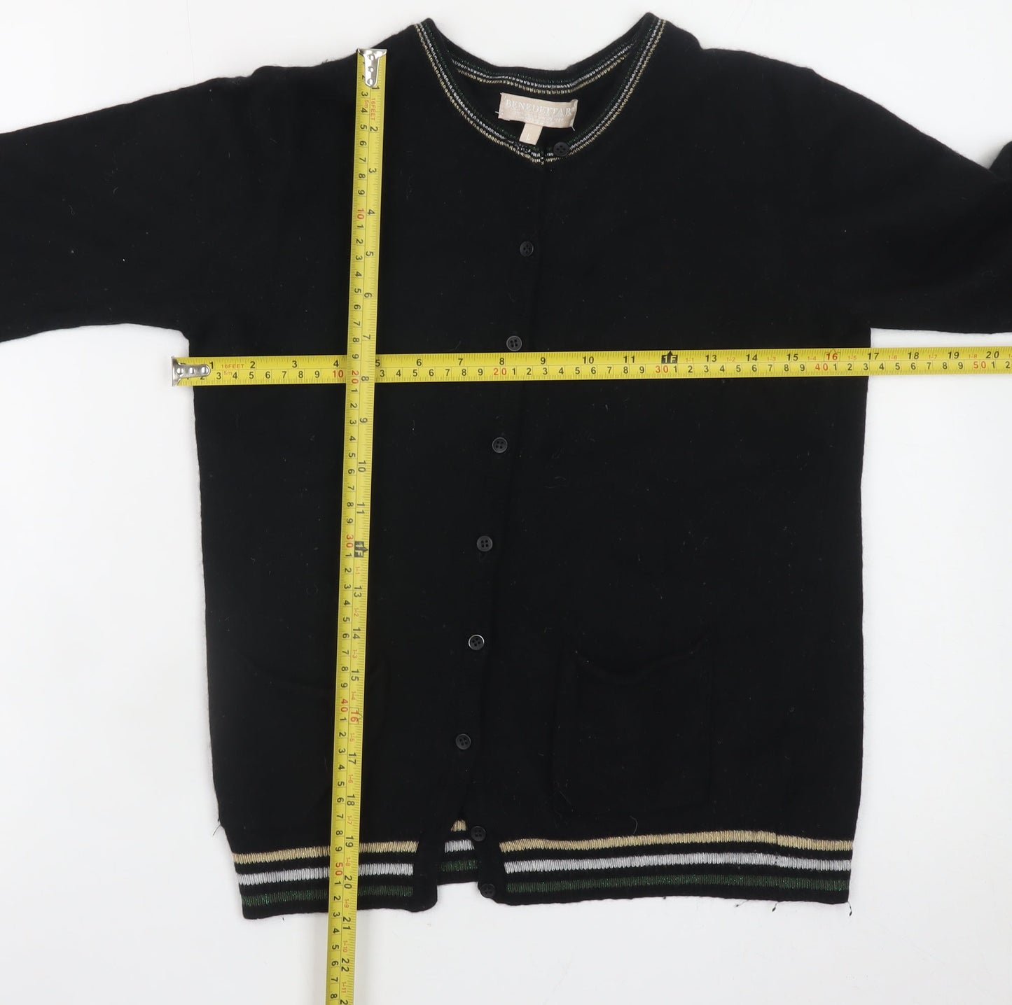 Benedetta B Women's Black Wool Button Cardigan Size L