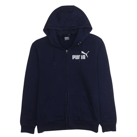 Puma Men's Blue Full Zip Hoodie Size L Sportswear Fleece
