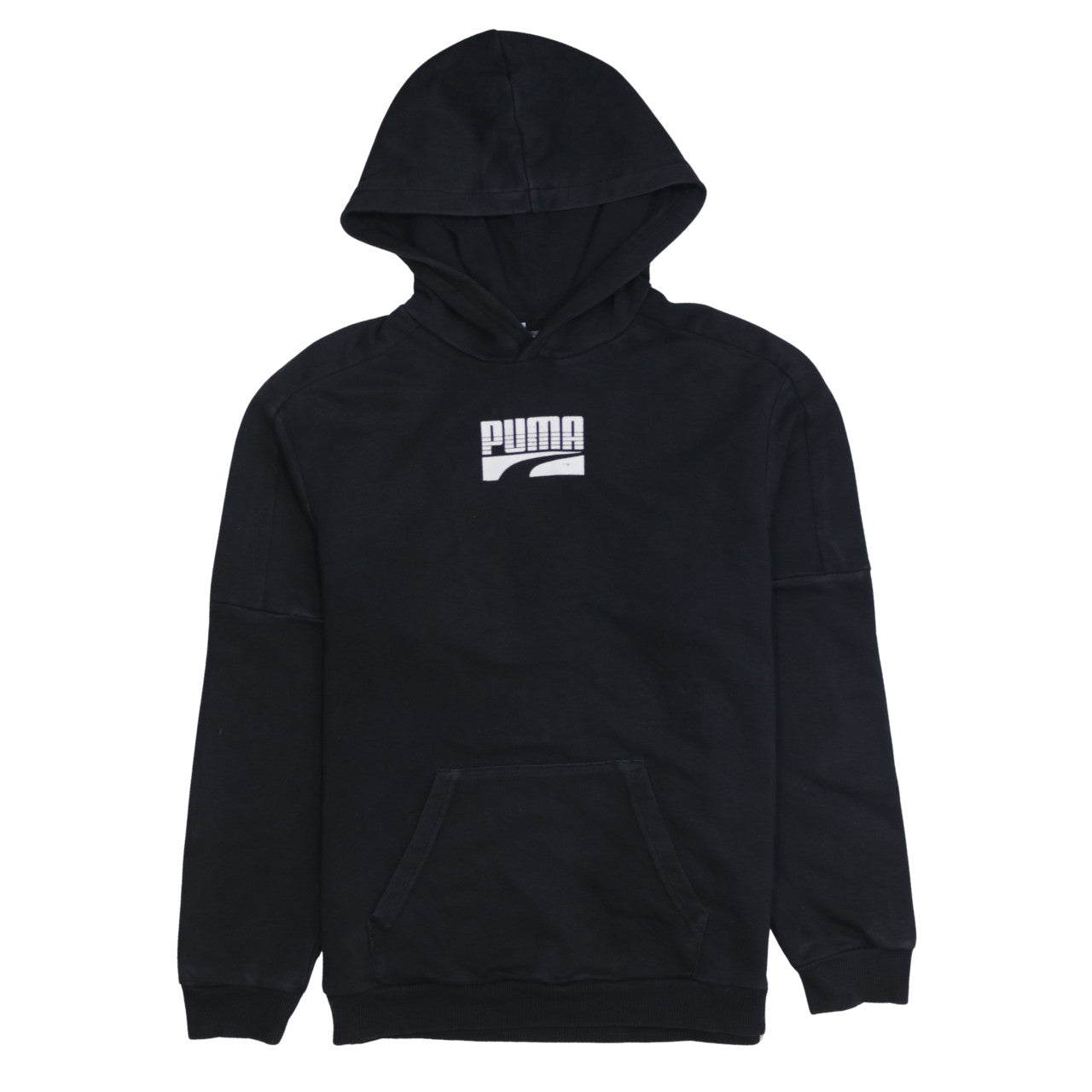 Puma Boys Black Pullover Hoodie 13-14 Years Logo Cotton Blend Sweatshirt