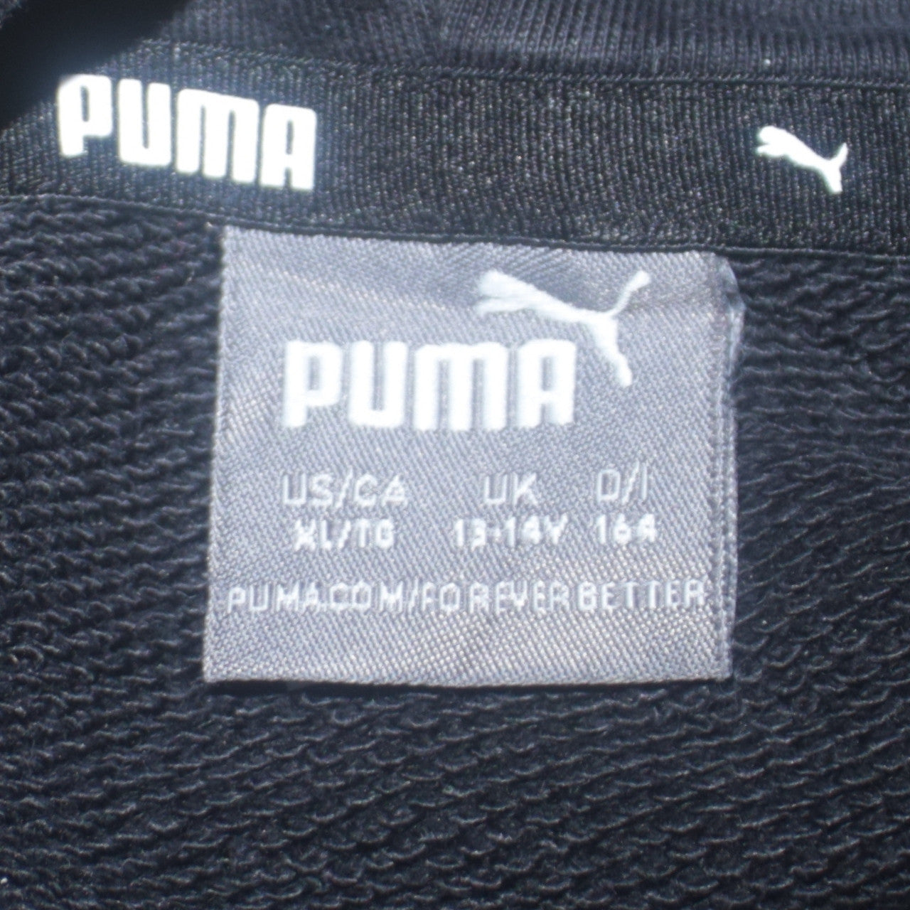 Puma Boys Black Pullover Hoodie 13-14 Years Logo Cotton Blend Sweatshirt