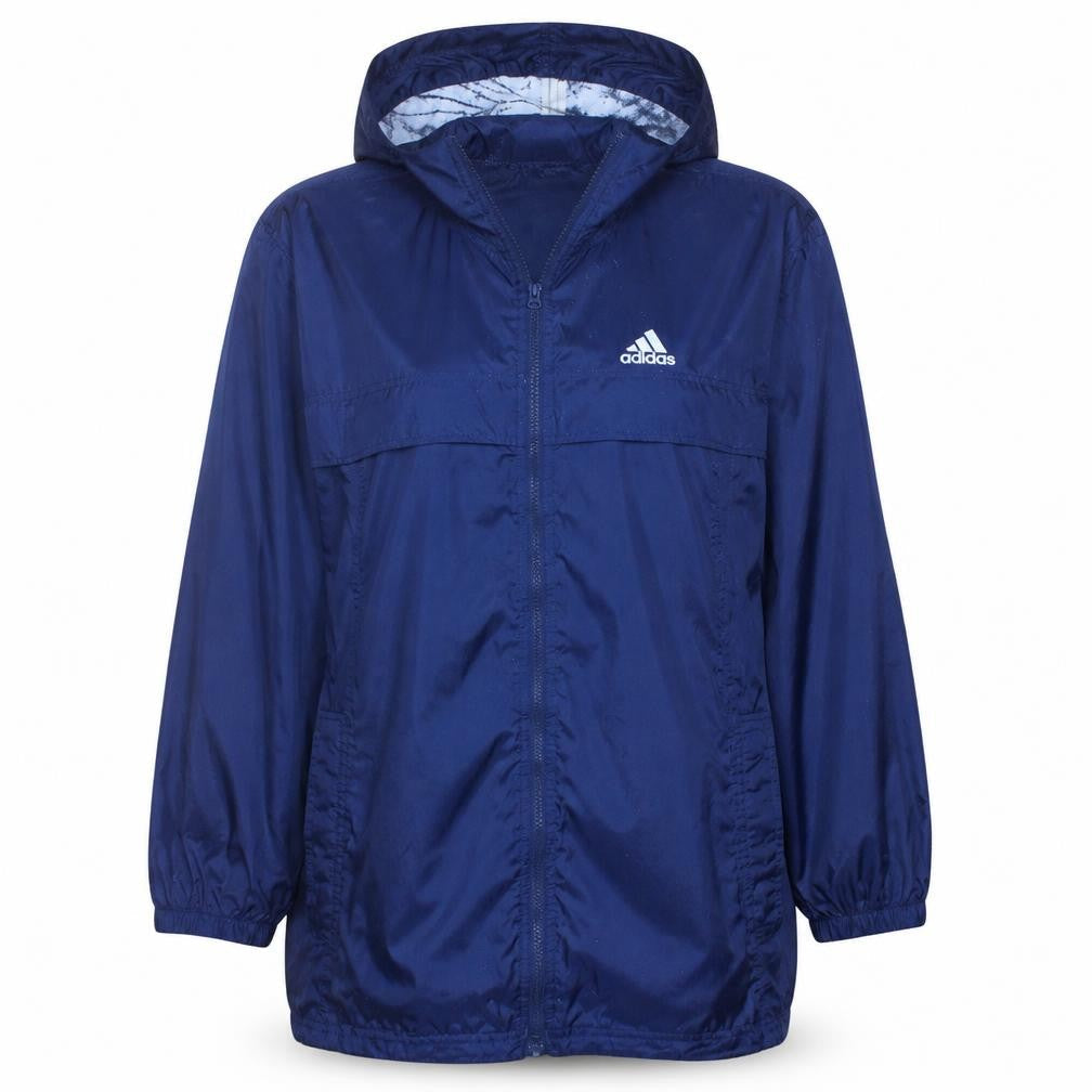 Adidas Women's Blue Hooded Windbreaker Jacket Size L Waterproof
