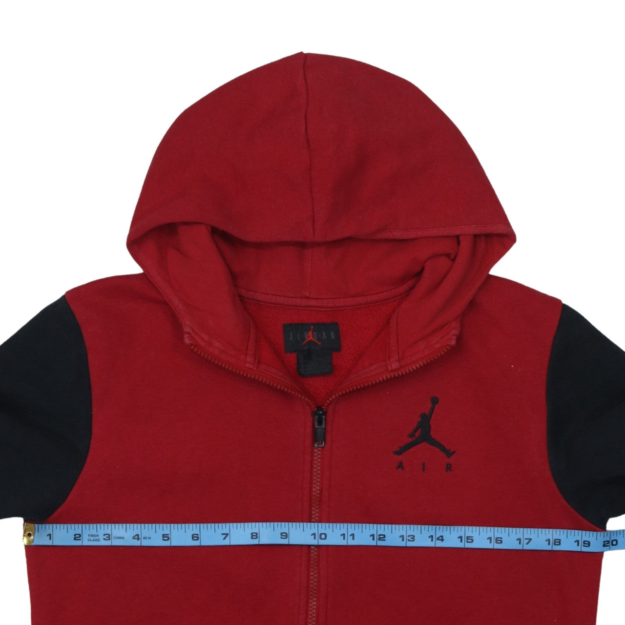 Jordan Boys Red Black Full Zip Hoodie Fleece Jacket XL Colourblock