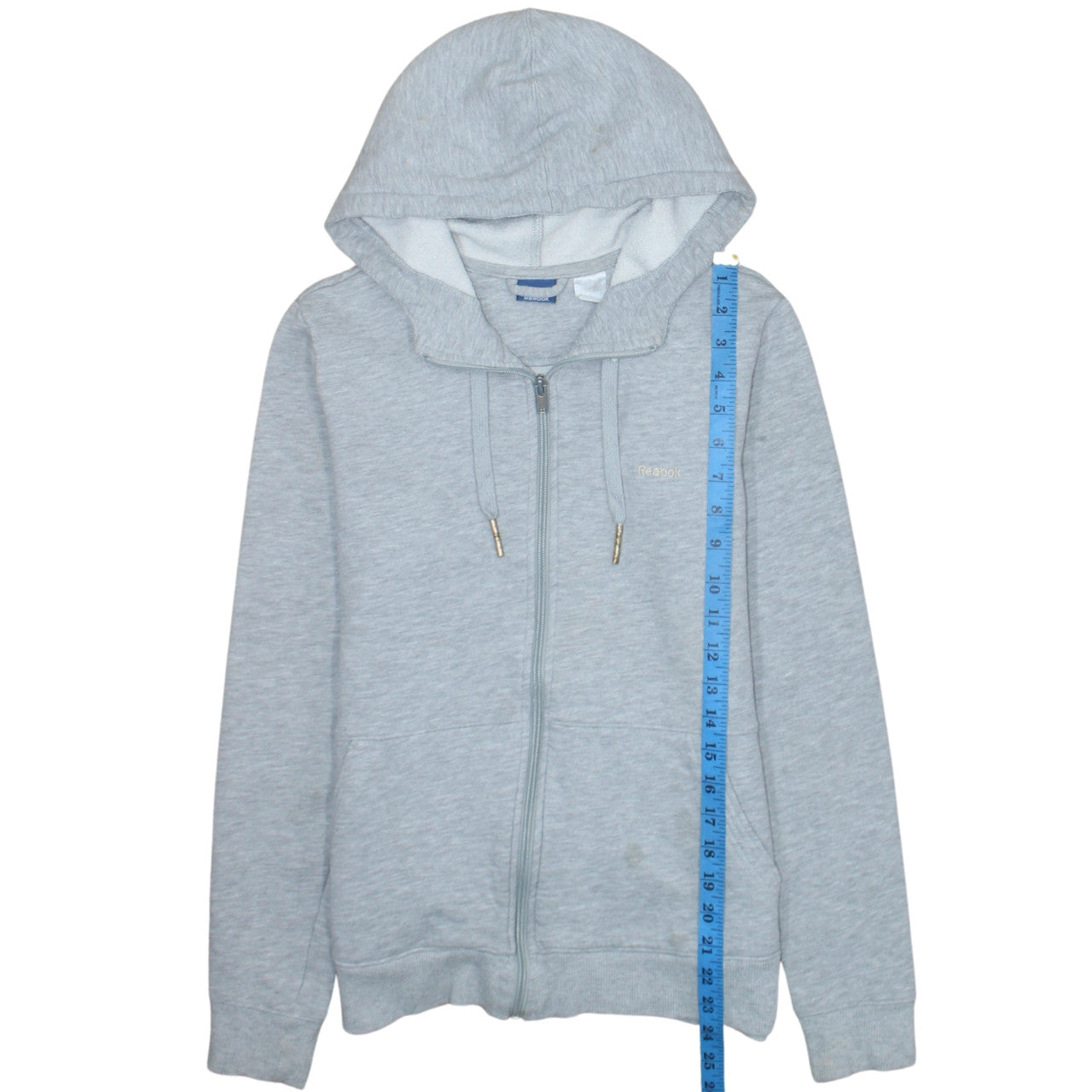 Reebok Men’s Grey Full Zip Hoodie Size M Regular Fit