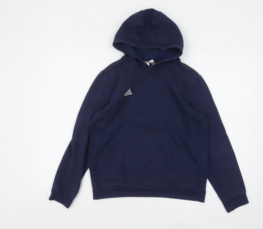 Adidas Boys Navy Blue Pullover Hoodie Size 13-14 Years Cotton Blend