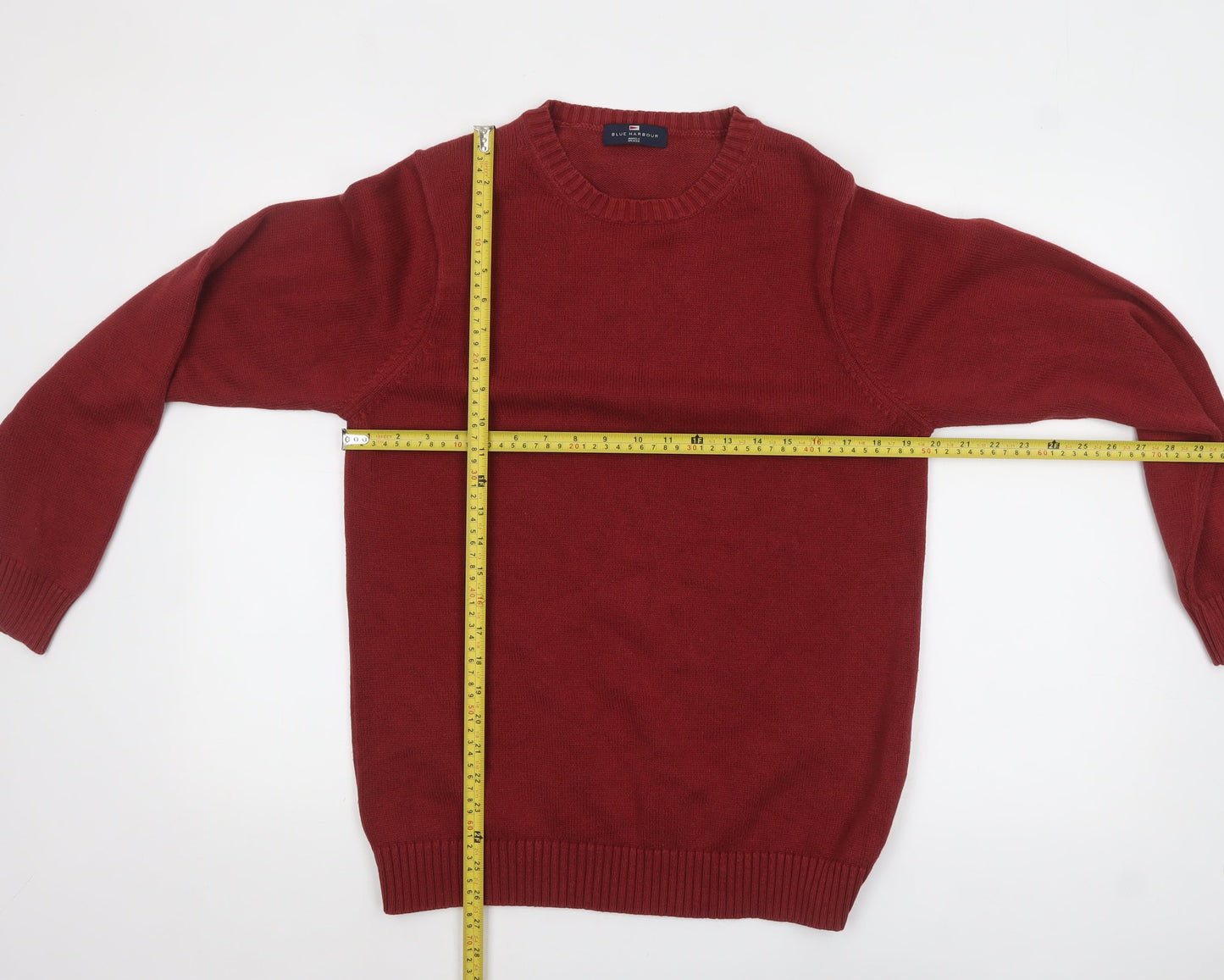 Marks and Spencer Men's Red Wool Blend Crew Neck Pullover Jumper S
