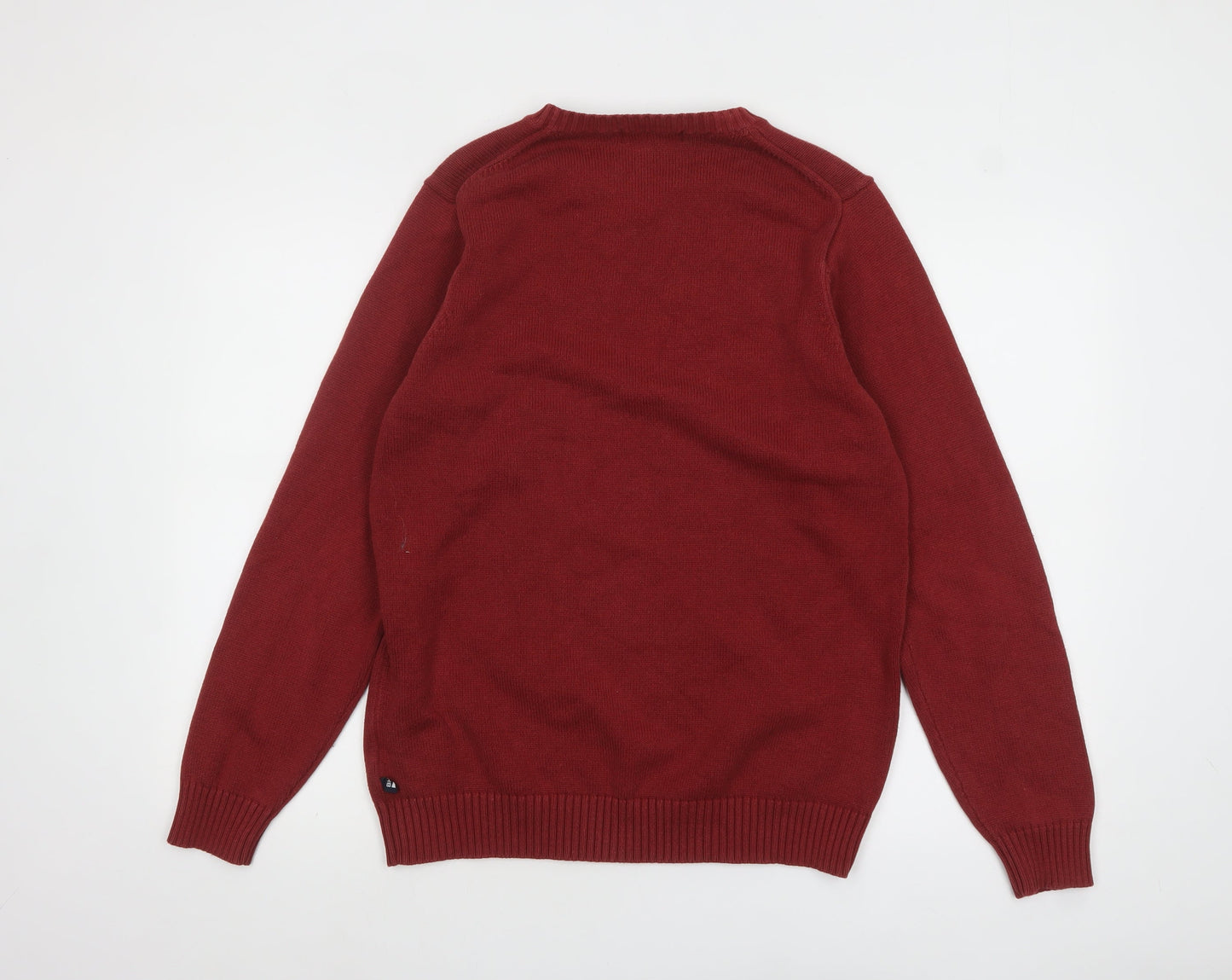 Marks and Spencer Men's Red Wool Blend Crew Neck Pullover Jumper S