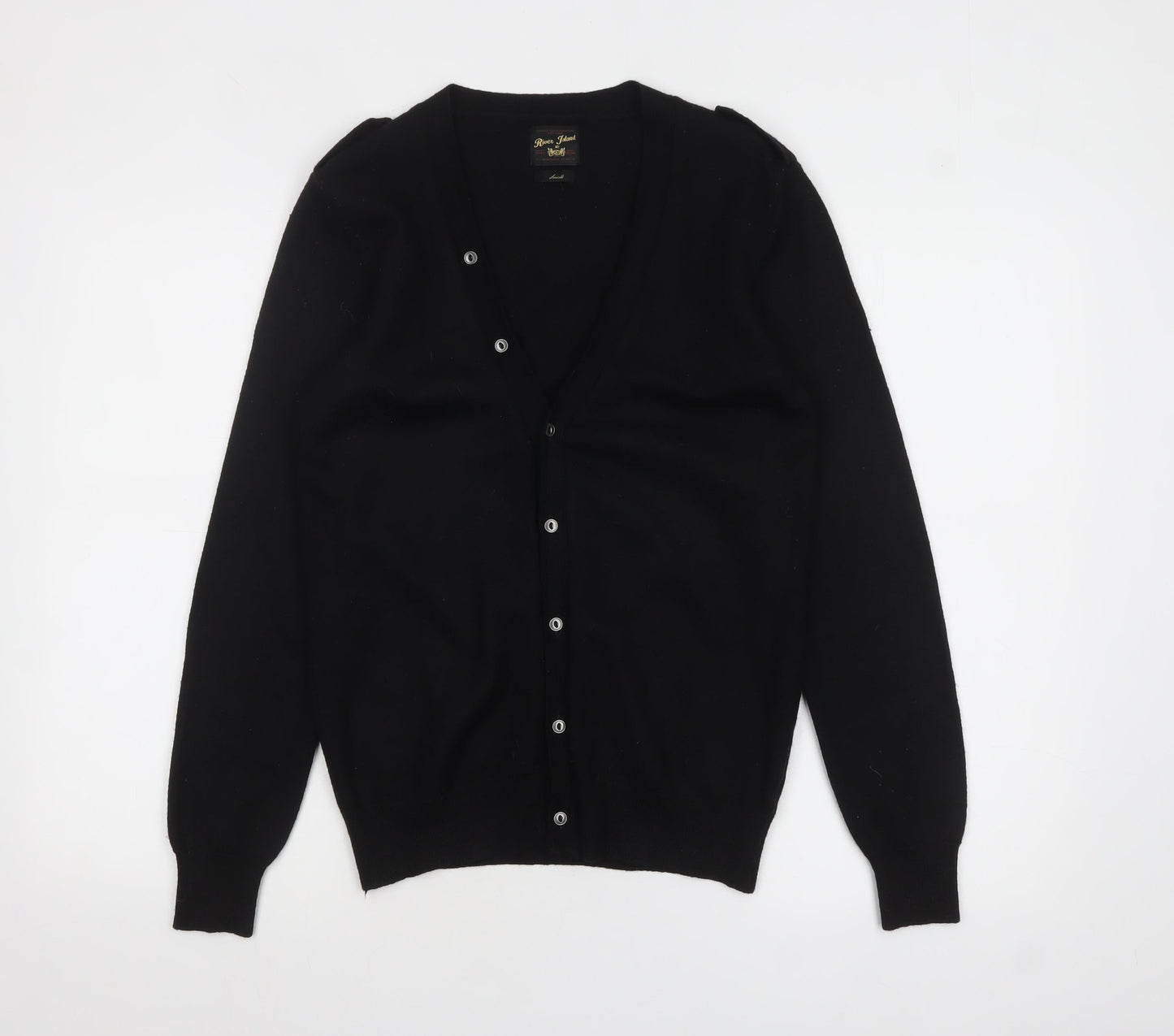 River Island Men's Black Wool Blend V-Neck Cardigan Size S