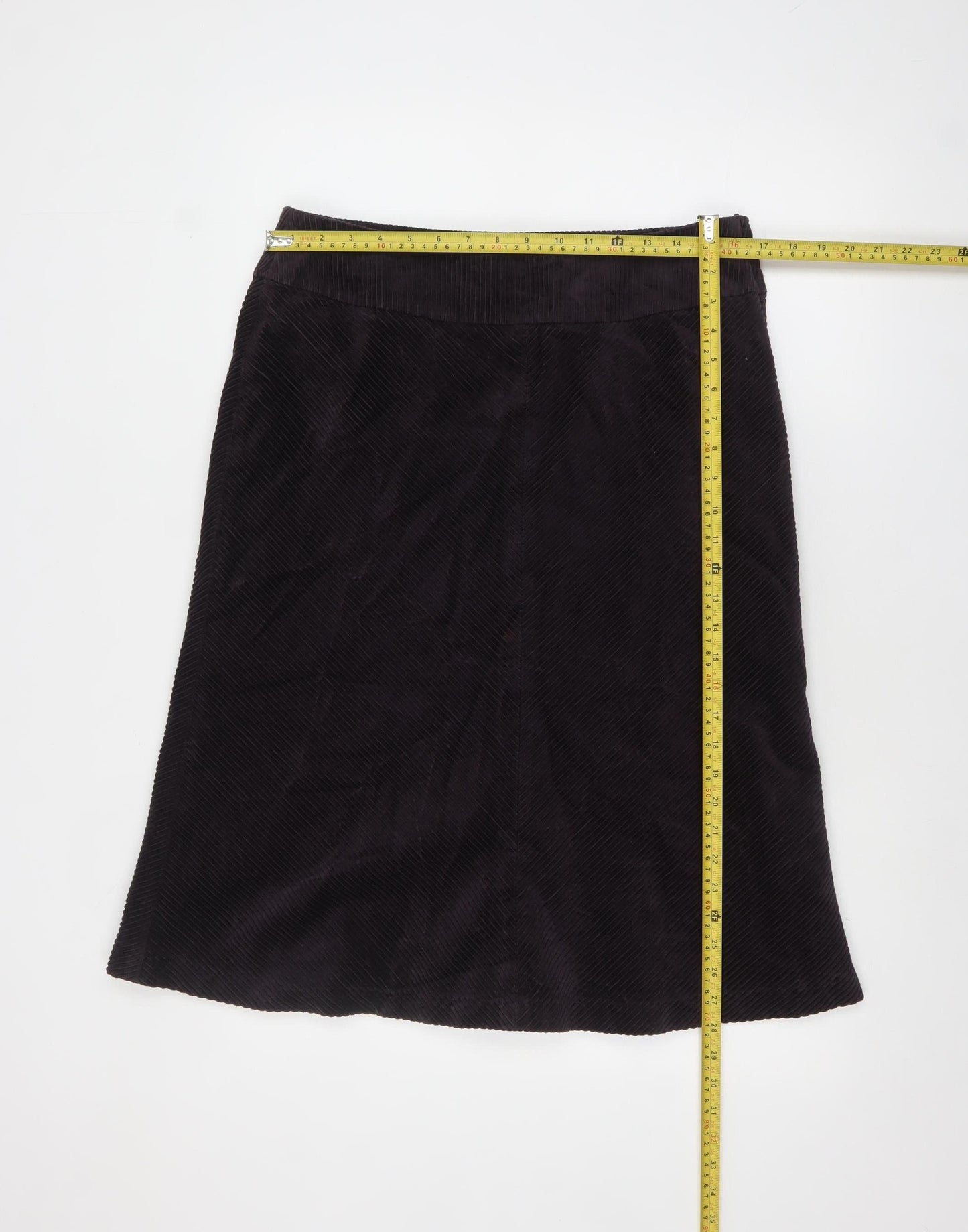 H&M Women Brown Corduroy A-Line Knee Length Skirt Size 14