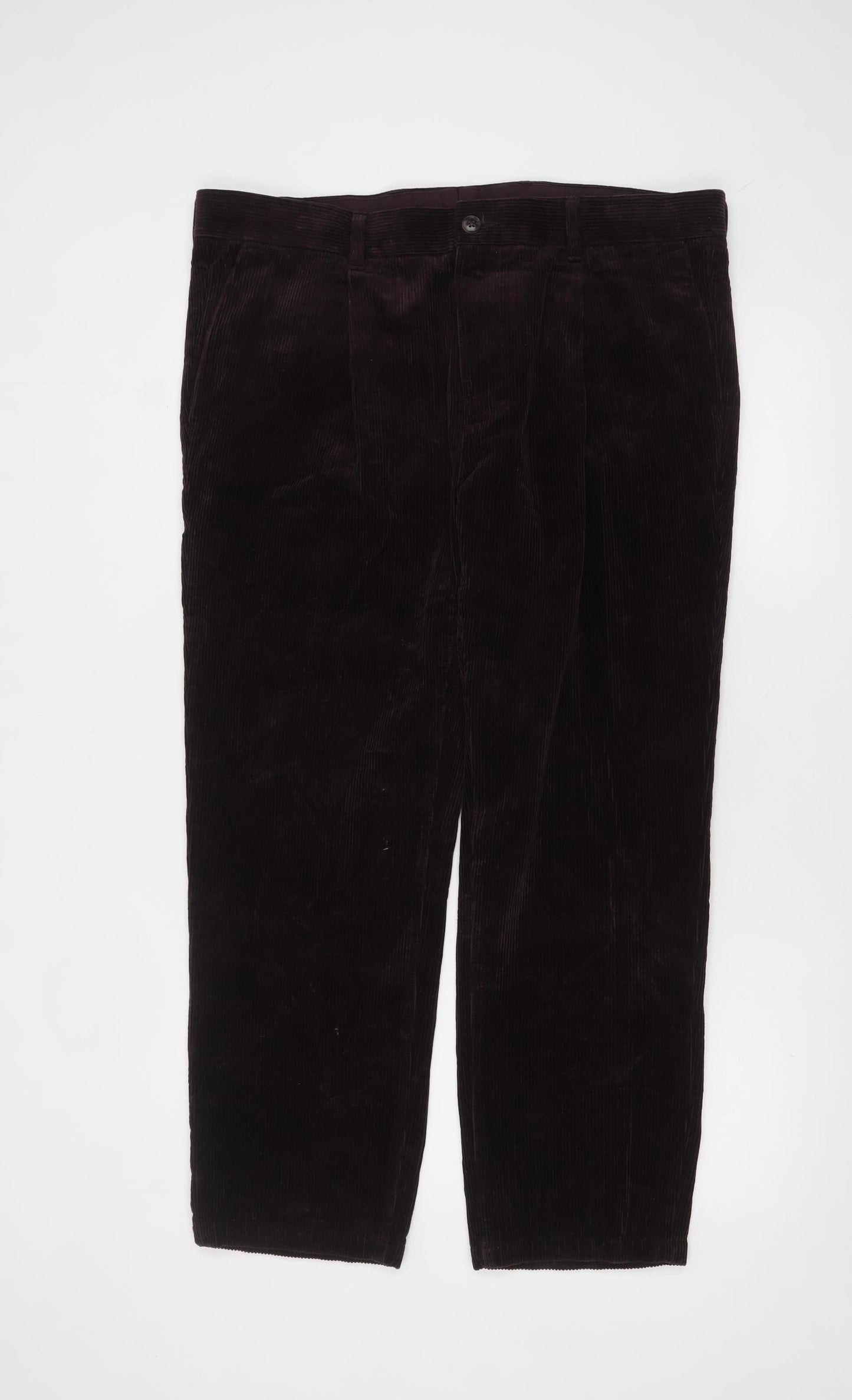 Marks and Spencer Men's Brown Corduroy Trousers 38/29 Regular Fit