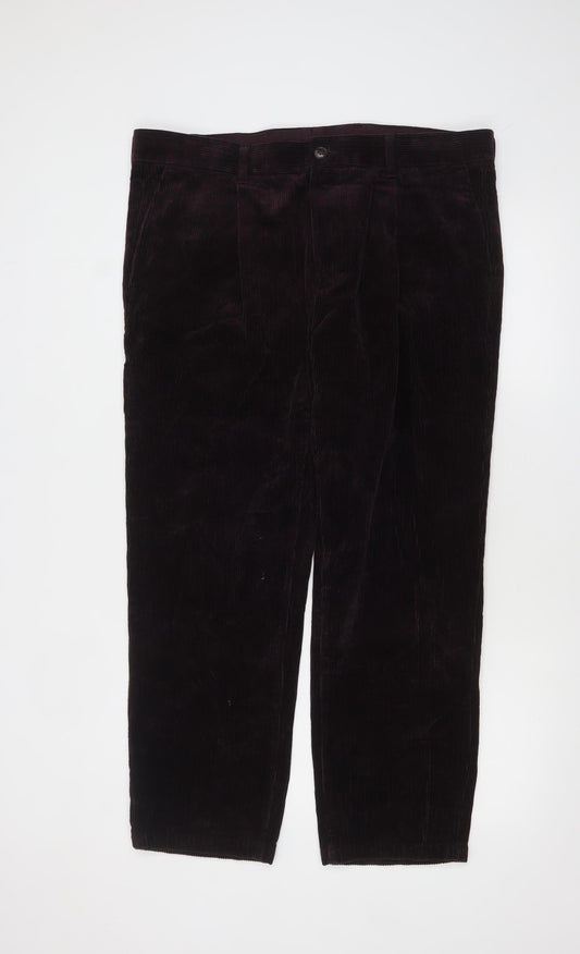 Marks and Spencer Men's Brown Corduroy Trousers 38/29 Regular Fit