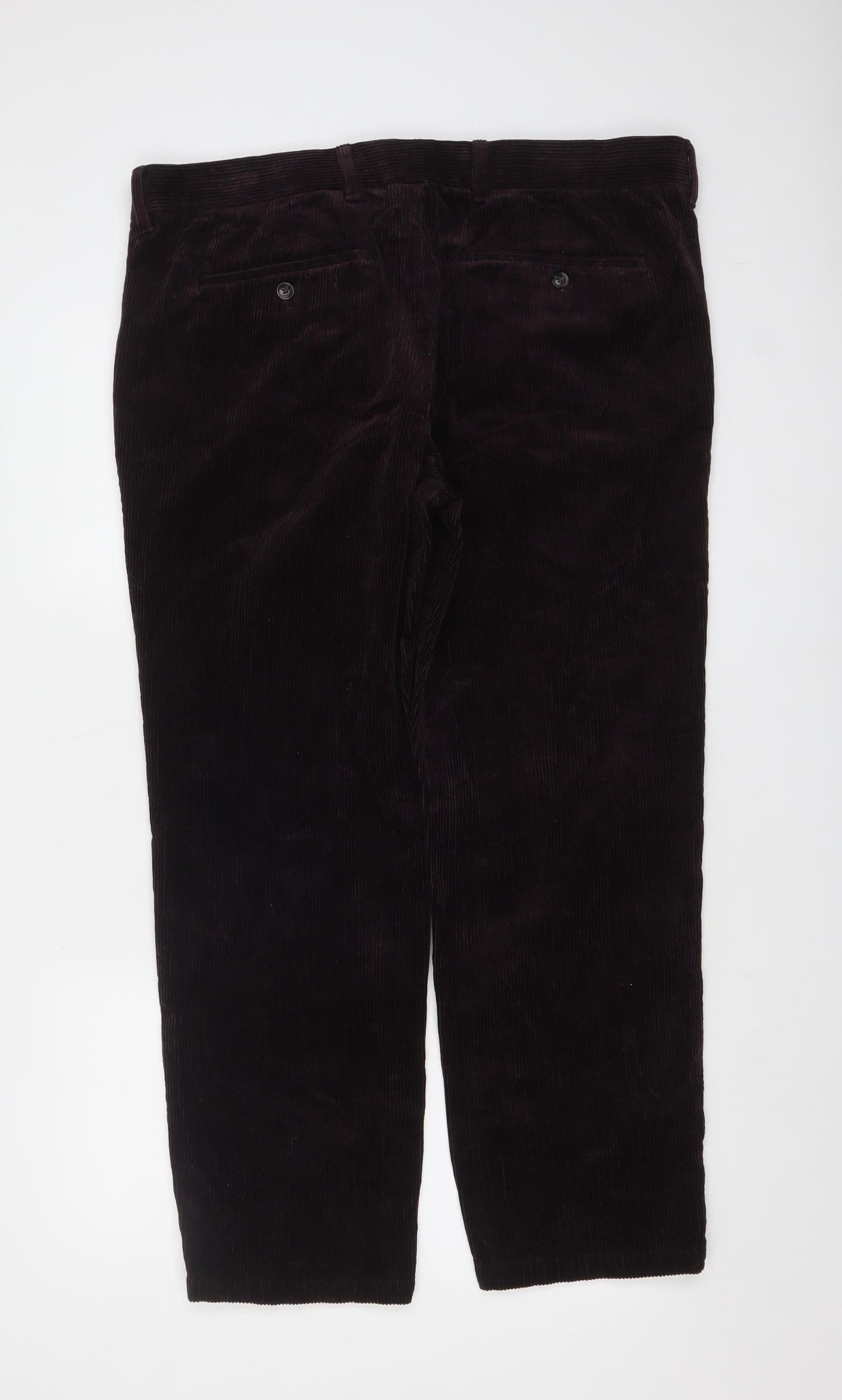 Marks and Spencer Men's Brown Corduroy Trousers 38/29 Regular Fit