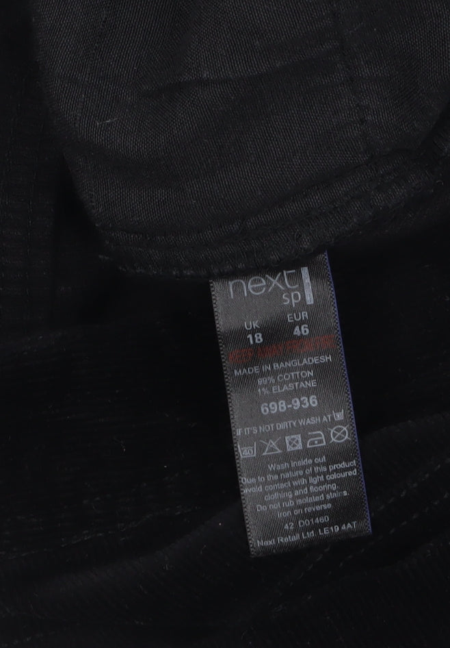 Next Women’s Black Corduroy Straight Chino Trousers Size 18