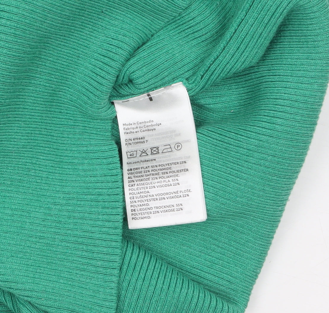 H&M Women Green Long Sleeve Bodycon Midi Dress Size 12